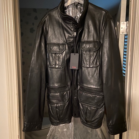 Tumi black leather jacket - Picture 1 of 4